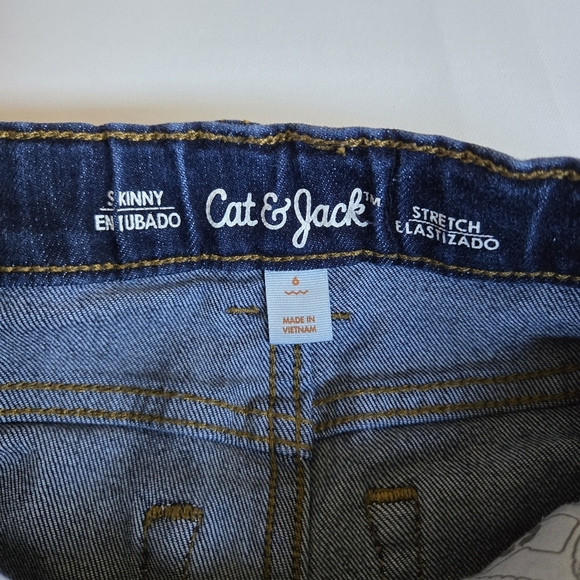 Cat & Jack Boys Skinny Dark Wash Elastic Waist Jeans Size 6 - Picture 4 of 6